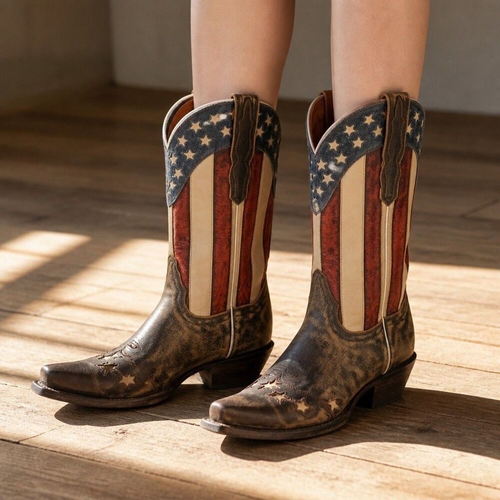 Dan Post Liberty Western Cowboy Boots Stars & Stripes American Flag Women’s 7.5